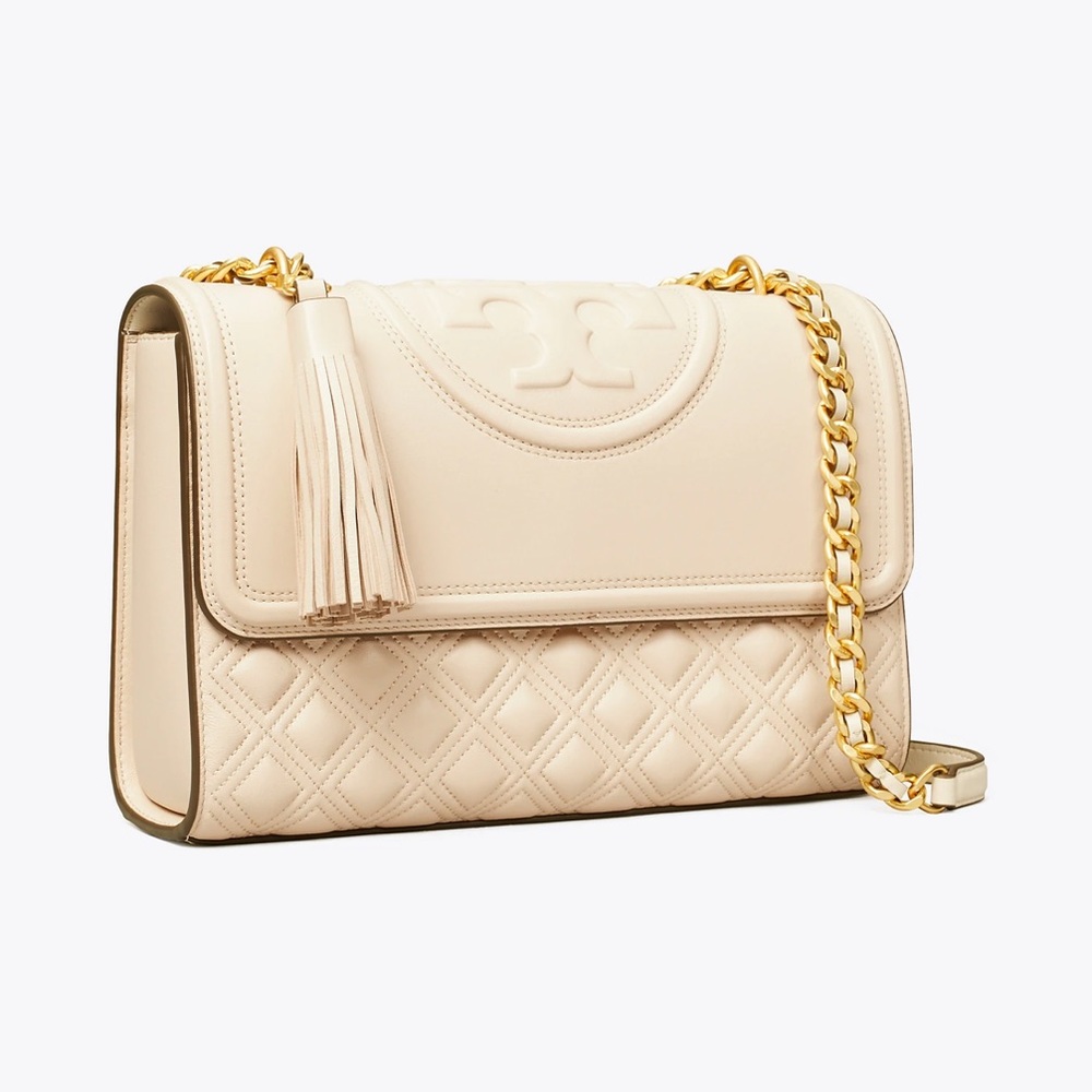 Tory Burch Fleming Crossbody/Shoulder Purse Bag Cream